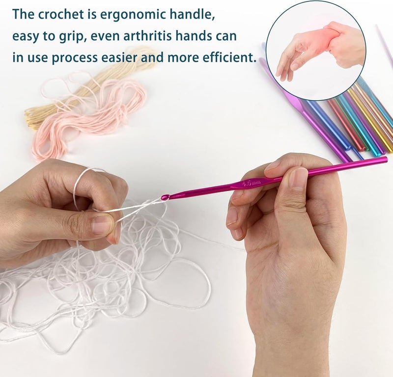 HSYMQ 14PCS Aluminum Crochet Hooks Knitting Needles Craft Yarn 2.0mm/2.5mm/3.0mm/3.5mm/4.0mm/4.5mm/5.0mm/5.5mm/6.0mm/6.5mm/7.0mm/8.0mm/9.0mm/10.0mm - Image 4