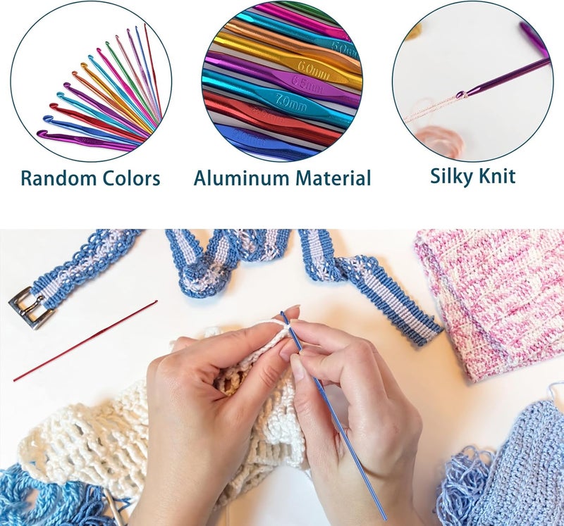 HSYMQ 14PCS Aluminum Crochet Hooks Knitting Needles Craft Yarn 2.0mm/2.5mm/3.0mm/3.5mm/4.0mm/4.5mm/5.0mm/5.5mm/6.0mm/6.5mm/7.0mm/8.0mm/9.0mm/10.0mm - Image 3