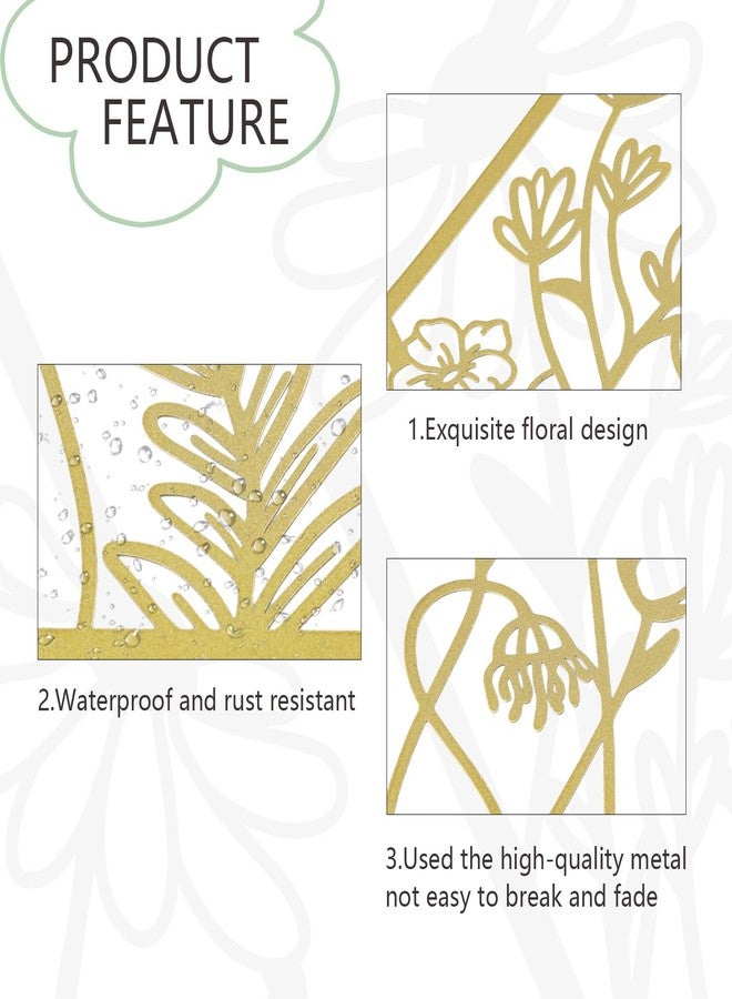 OYEFLY 3 Pcs Metal Flower Wall Decor,Flower Art Wall Decor,Farmhouse Wall Decor (Gold) - Image 3