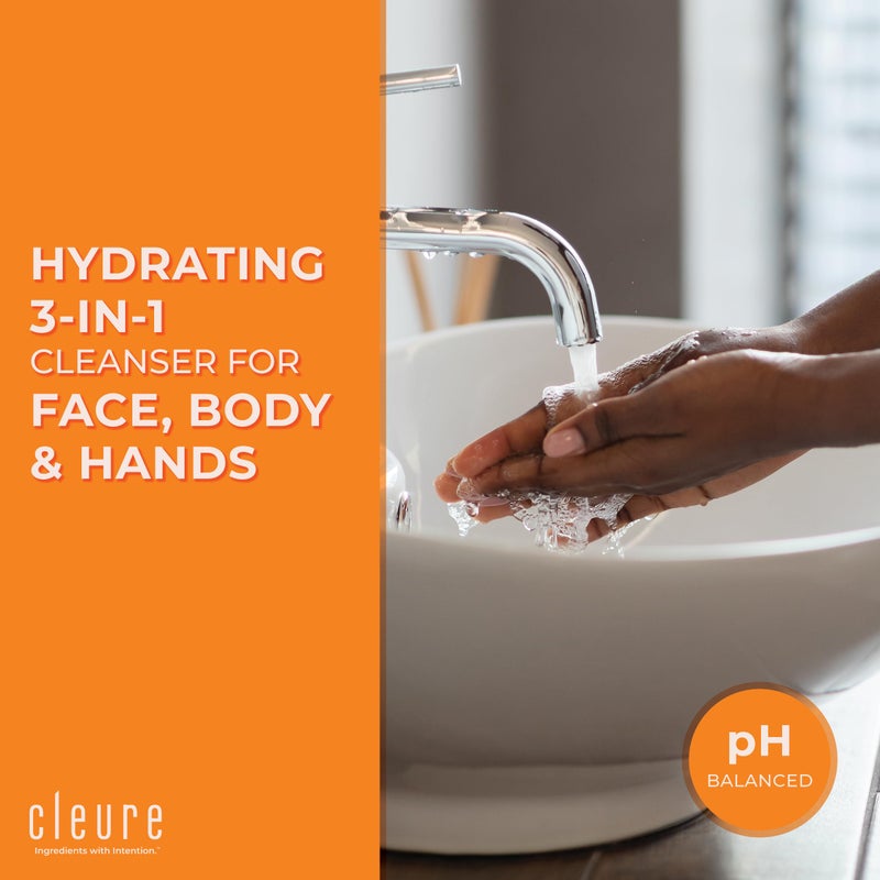 Cleure Face and Body Cleanser - Hypoallergenic, Fragrance-Free Body Wash for Sensitive Skin & Eczema - Paraben & Sulfate Free, PH Balanced Body Soap (12 oz, Pack of 1) - Image 4