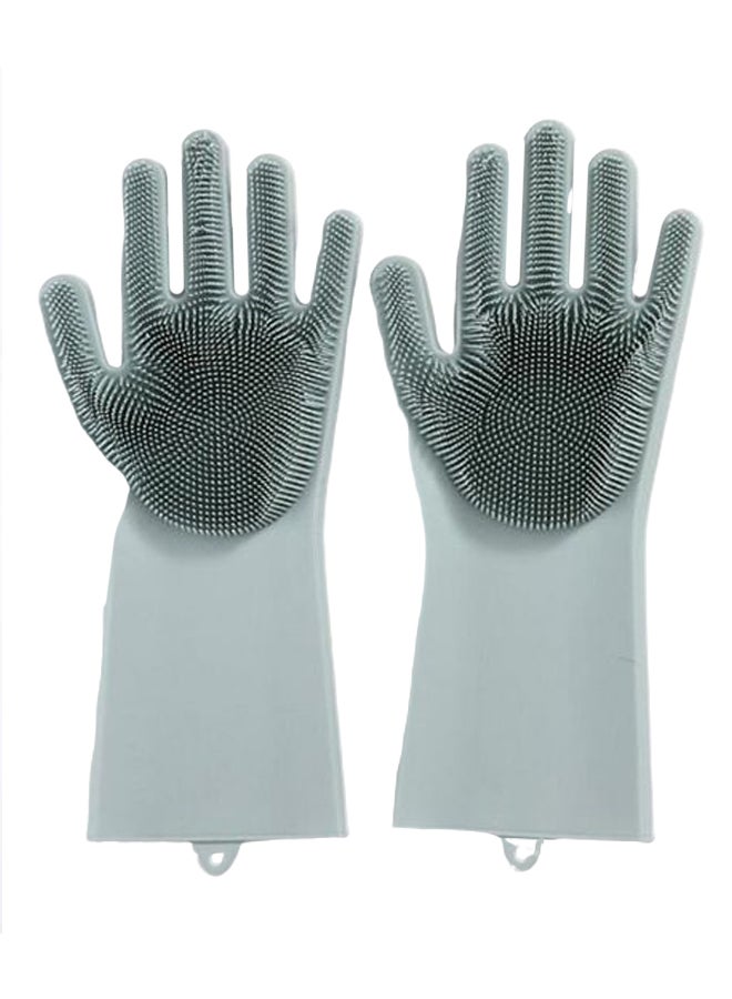Pair Of Magic Scrubber Cleaning Gloves Grey 34.5 x 15cm