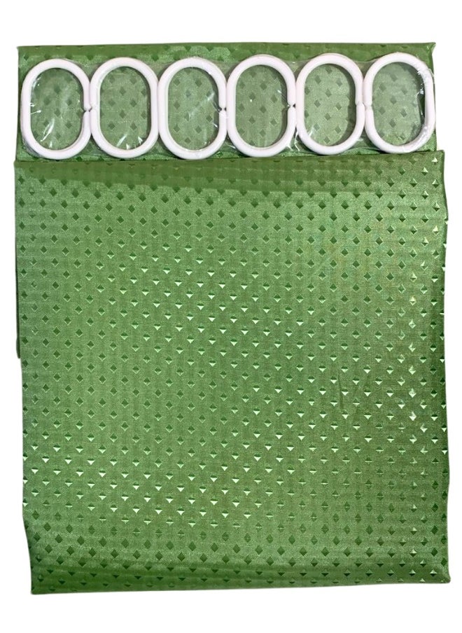 Generic Shower Curtain 180x180cm, Polyester, Waterproof, Plaid (Green)  - Image 1