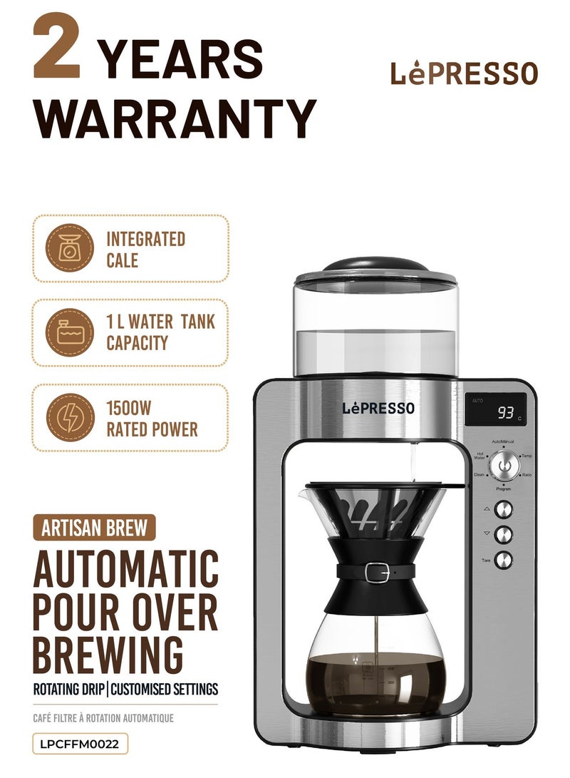 LePRESSO Artisan Brew Coffee Maker / Automatic Pour Over Brewing / Rotating Drip /Automatic Descaling Coffee Machine / Golden Cup Standard / Integrated Scale / 650ML Artisan Glass Carafe - Black - Image 1