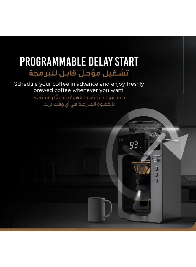 LePRESSO Artisan Brew Coffee Maker / Automatic Pour Over Brewing / Rotating Drip /Automatic Descaling Coffee Machine / Golden Cup Standard / Integrated Scale / 650ML Artisan Glass Carafe - Black - Image 5