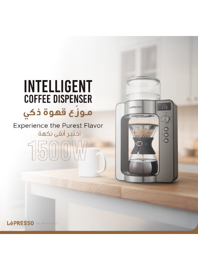 ليبرسو ماكينة صنع القهوة Artisan Brew / آلة صنع القهوة الأوتوماتيكية / آلة التنقيط الدوارة / آلة إزالة الترسبات الكلسية الأوتوماتيكية / الكوب الذهبي القياسي / مقياس مدمج / إبريق زجاجي Artisan سعة 750 مل - أسود - Image 2