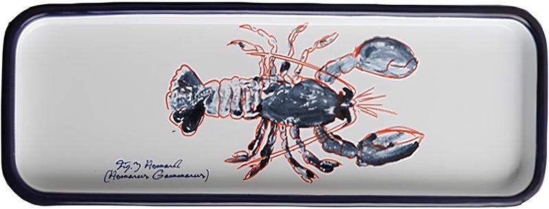 RippleTrple Enamelware Serving Handcrafted Versatile Food Display Fish and Lobster Pattern White Lobster  Narrow - Image 1