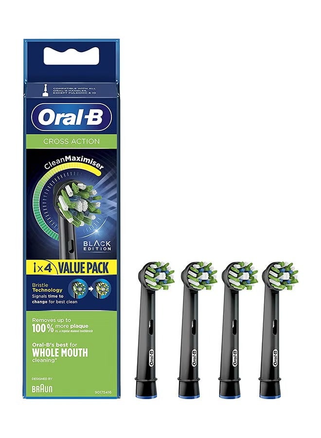 Oral-B Set of 4 Cross Action replacement brush heads in black - Image 1