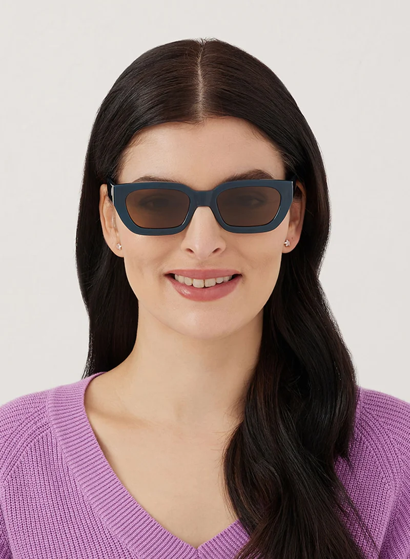 بلاك أوت Indaco,Women Sunglasses, Square Sunglasses, UV Protection: UV400 (Blue,Brown)