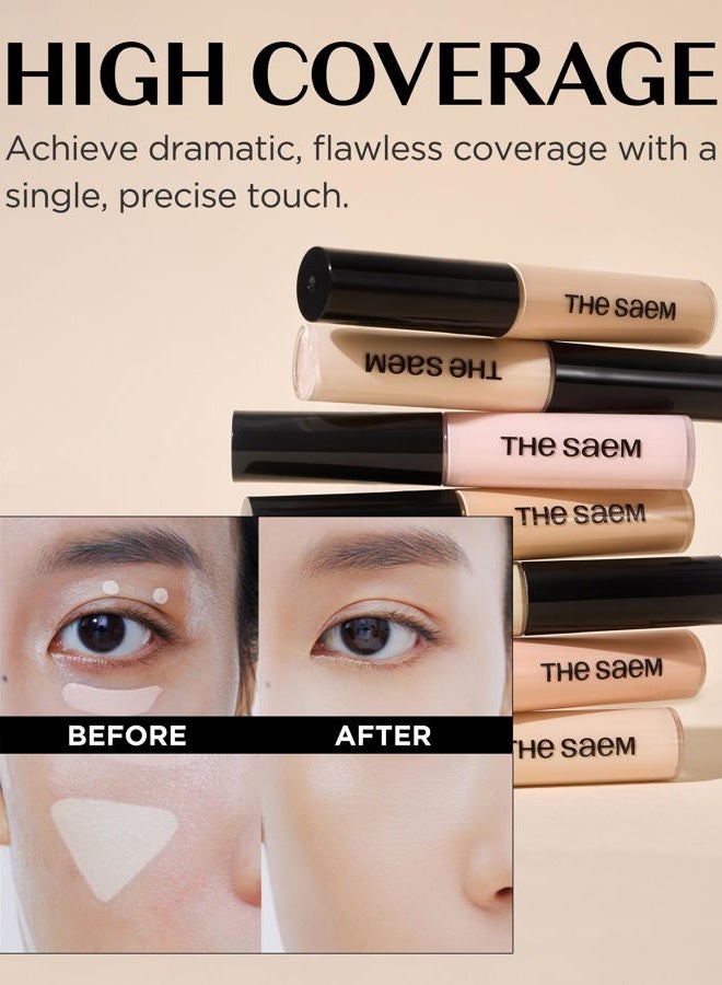 THESAEM THE SAEM Cover Perfection Tip Concealer, Liquid Multi-Use Concealer, Full Coverage Makeup for Acne Dark Spots Dark Circles Hyperpigmentation and Blemishes, 0.2 fl.oz. (#1.75 Middle Beige) - Image 5