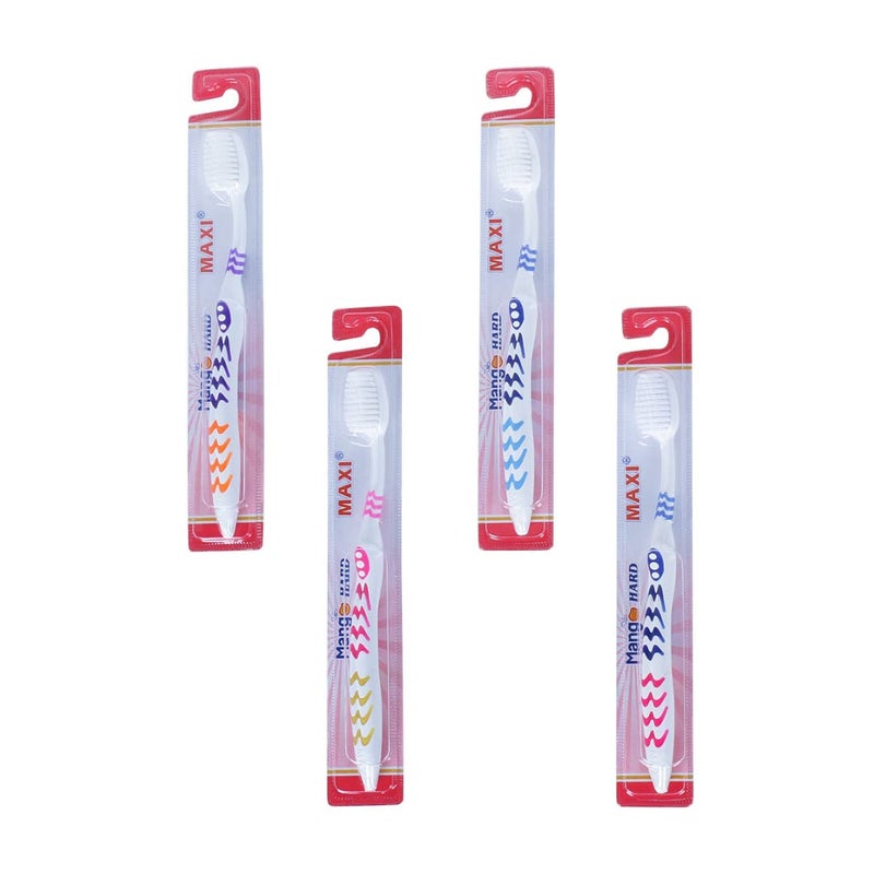 MAXI Mango Hard Bristles Toothbrush, Multicolor (Pack of 4) - Image 5