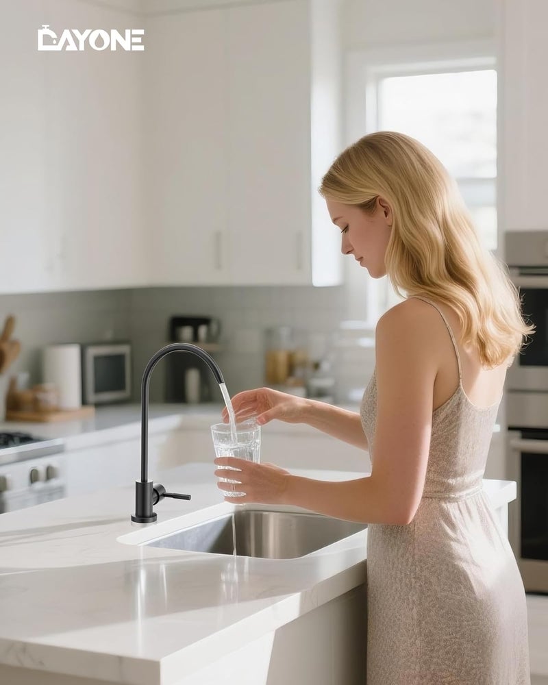 DAYONE Drinking Water Faucet for Kitchen Sink Matte Black, Kitchen Water Filter Faucet 304 Stainless Steel, for Reverse Osmosis or Water Filtration System, Kitchen Mixer Tap - Image 2