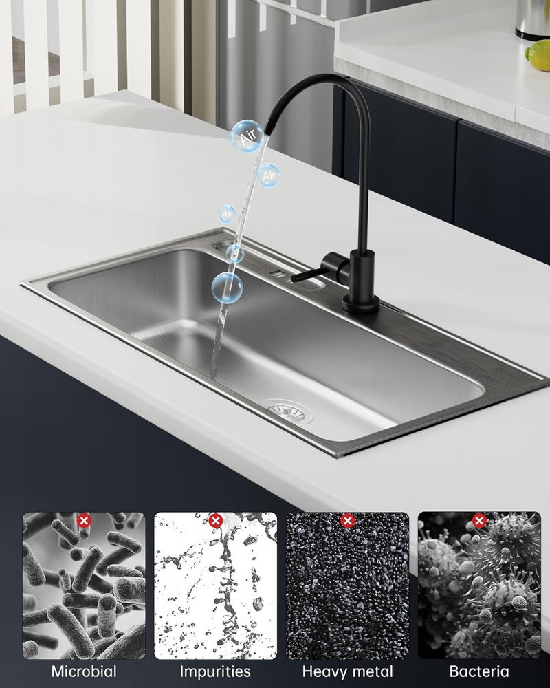 DAYONE Drinking Water Faucet for Kitchen Sink Matte Black, Kitchen Water Filter Faucet 304 Stainless Steel, for Reverse Osmosis or Water Filtration System, Kitchen Mixer Tap - Image 4