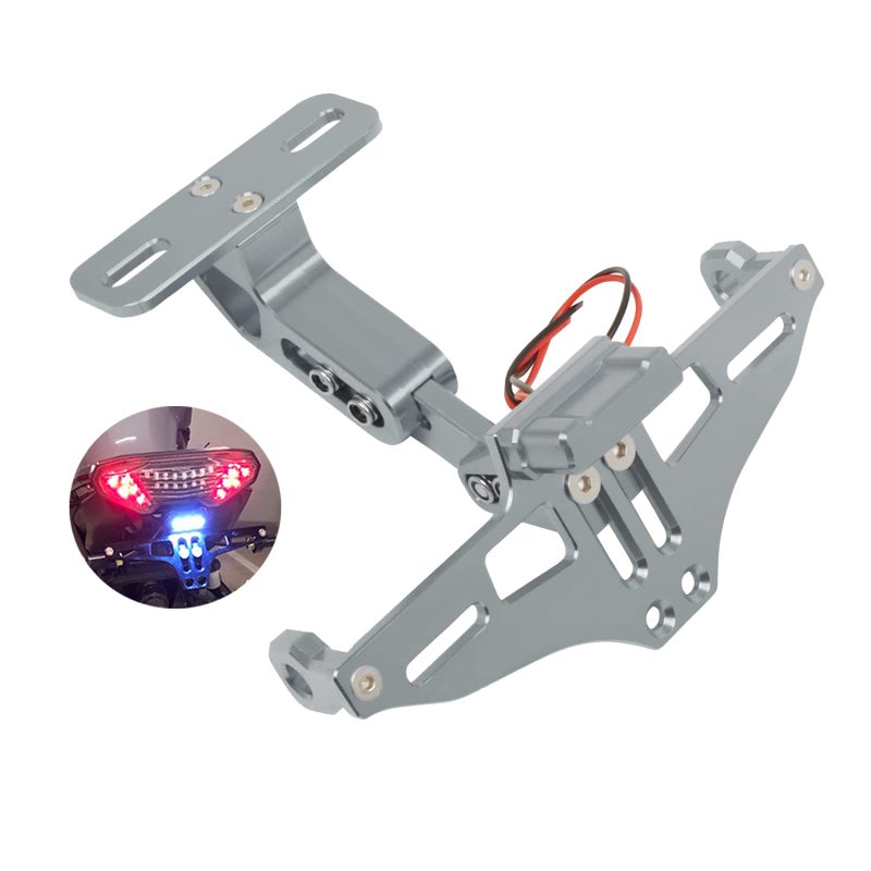 Worldmotop Motorcycle License Plate Bracket Fender Eliminator Kit Universal Replacement for Yamaha Kawasaki Honda Ducati Suzuki BMW Adjustable Light Tail Tidy Holder Mounttitanium