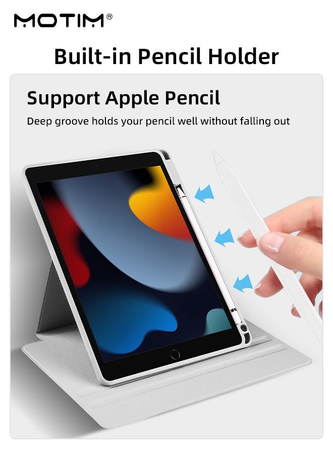 Motim Rotating Case for iPad 9/8/7 (10.2 Inch, 2021/2020/2019 Model), 720 ° Rotating Clear Hard Back Cover Flexible Back Cover, Built-in Pencil Holder, Magnetic Closure Auto Wake/Sleep Function - Image 4