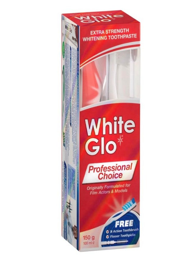 White Glo Extra Strength Whitening Toothpaste Professional Choice 100ml - 2 Packs with Sanitral 50 Pcs Dental Floss Stick Included as a Gift - Image 5