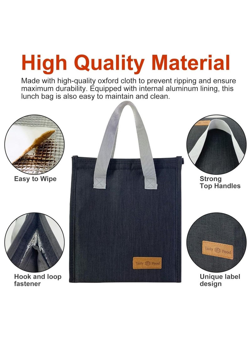 Lunch Bag, Insulated Lunch Bag for Women Men Kids, Reusable Insulated Lunch Bag, Leakproof Simple Bento Lunch Tote, Lunch Bag Insulated, for Office, Work, School, Picnic or Travel (Black) - Image 3