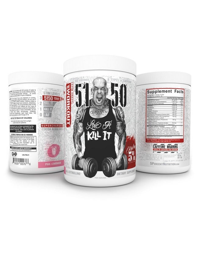 5% Nutrition 5% Nutrition Rich Piana 5150 High Stim Pre-Workout Powder | Extreme Energy, Focus, Pumps & Endurance | 400 mg Caffeine, Citrulline, Beta Alanine, N-Acetyl L-Tyrosine | 30 Srvgs (Pink Lemonade)  - Image 3
