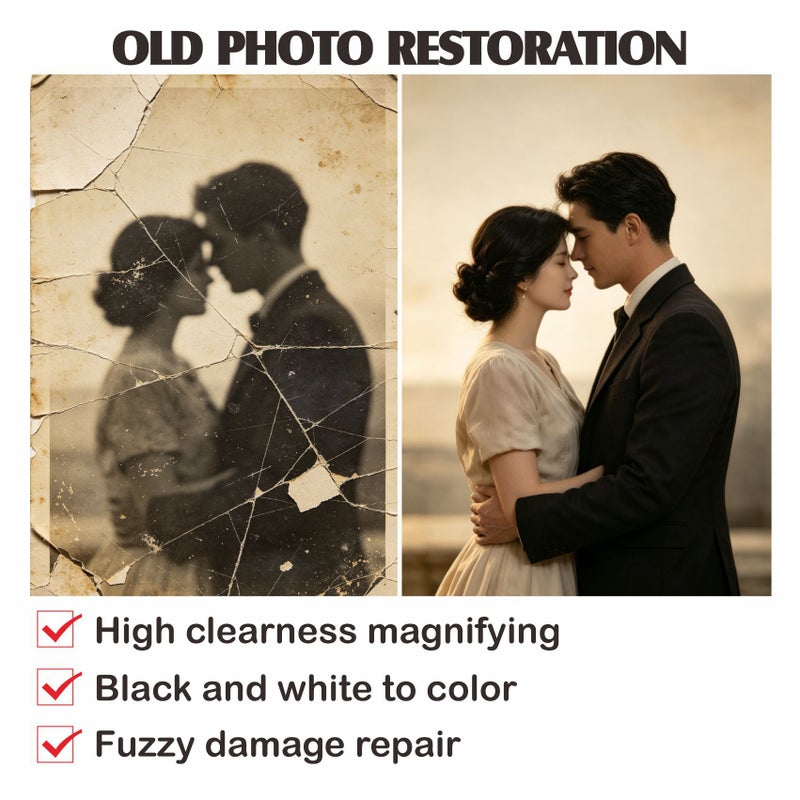Professional Photo Restoration Repair Service For Old Pictures Frameless Gift 1pcs - Image 1