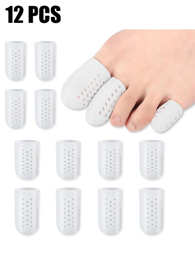 اتش واي 12 قطعة 3 أحجام أكمام إصبع القدم المصنوعة من السيليكون ، أغطية إصبع القدم مع ثقوب ، أغطية إصبع القدم القابلة لإعادة الاستخدام للنساء والرجال لأصابع القدم المطرقية ، واقيات أصابع القدم للقدمين ، أظافر القدم المفقودة أو الناشبة (أبيض) - Image 1