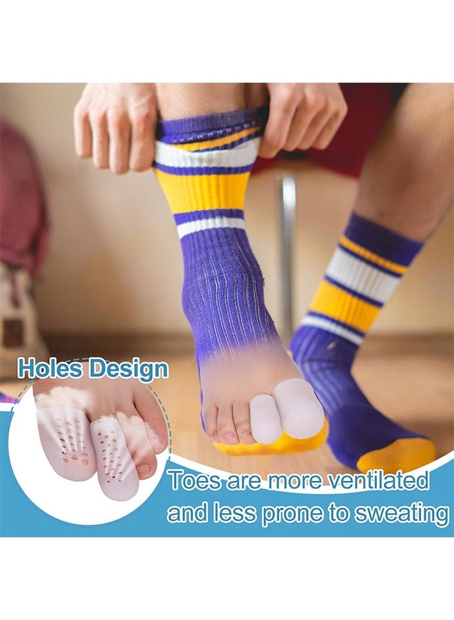 اتش واي 12 قطعة 3 أحجام أكمام إصبع القدم المصنوعة من السيليكون ، أغطية إصبع القدم مع ثقوب ، أغطية إصبع القدم القابلة لإعادة الاستخدام للنساء والرجال لأصابع القدم المطرقية ، واقيات أصابع القدم للقدمين ، أظافر القدم المفقودة أو الناشبة (أبيض) - Image 2