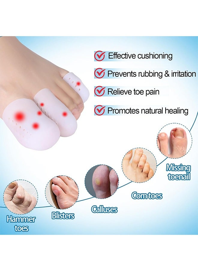 اتش واي 12 قطعة 3 أحجام أكمام إصبع القدم المصنوعة من السيليكون ، أغطية إصبع القدم مع ثقوب ، أغطية إصبع القدم القابلة لإعادة الاستخدام للنساء والرجال لأصابع القدم المطرقية ، واقيات أصابع القدم للقدمين ، أظافر القدم المفقودة أو الناشبة (أبيض) - Image 4