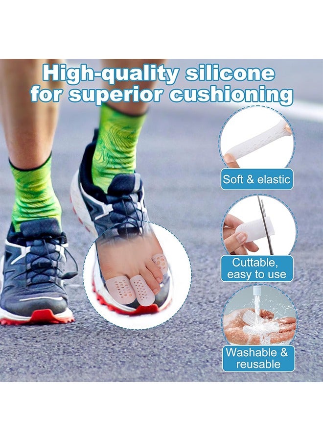 اتش واي 12 قطعة 3 أحجام أكمام إصبع القدم المصنوعة من السيليكون ، أغطية إصبع القدم مع ثقوب ، أغطية إصبع القدم القابلة لإعادة الاستخدام للنساء والرجال لأصابع القدم المطرقية ، واقيات أصابع القدم للقدمين ، أظافر القدم المفقودة أو الناشبة (أبيض) - Image 5