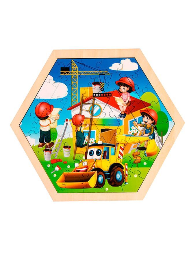 Large Piece Puzzles for Kids Children Wooden Puzzle 50 Pieces Educational Cartoon Puzzle Game Kids Toys Build A House - Image 1