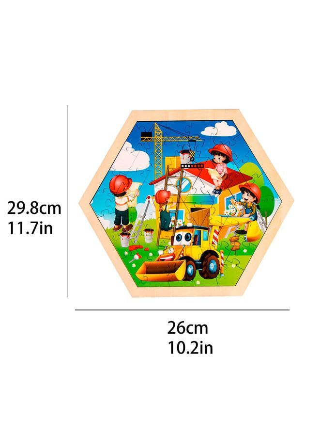 Large Piece Puzzles for Kids Children Wooden Puzzle 50 Pieces Educational Cartoon Puzzle Game Kids Toys Build A House - Image 2