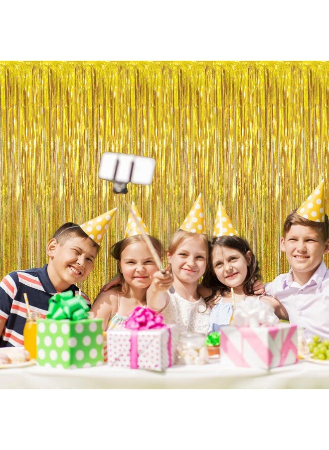 GOER 3.2 ft x 9.8 ft Metallic Tinsel Foil Fringe Curtains Party Photo Backdrop Party Streamers for Birthday,Graduation,New Year Eve Decorations Wedding Decor (1, Shiny Gold)  - Image 4
