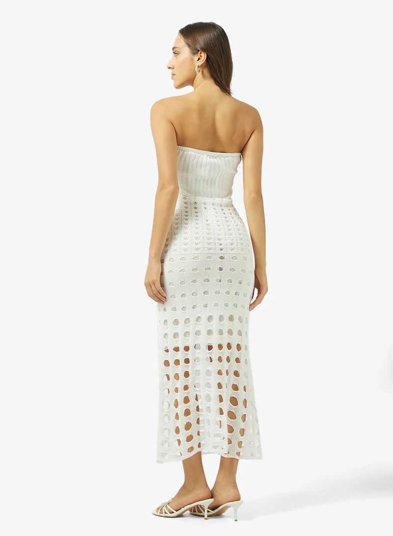 Ginger Bandeau Openwork Shift Dress