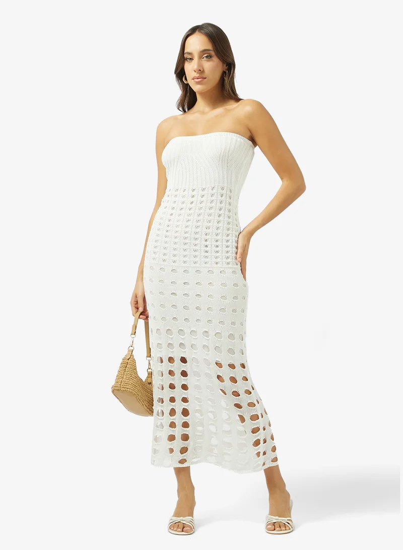 Ginger  Bandeau Openwork Shift Dress for Women | Best Price UAE