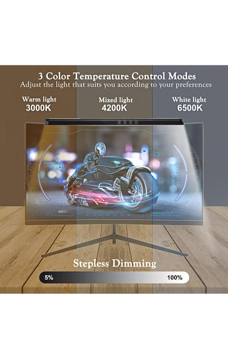 الروهيت مصباح شاشة كمبيوتر منحني مع وضع RGB، مصباح شاشة الكمبيوتر وتحكم باللمس إضاءة الشاشة، إضاءة شاشة آر جي بي قابل للتعديل للألعاب، إضاءة ألعاب الحاسوب عبر USB باللون الأسود - Image 5