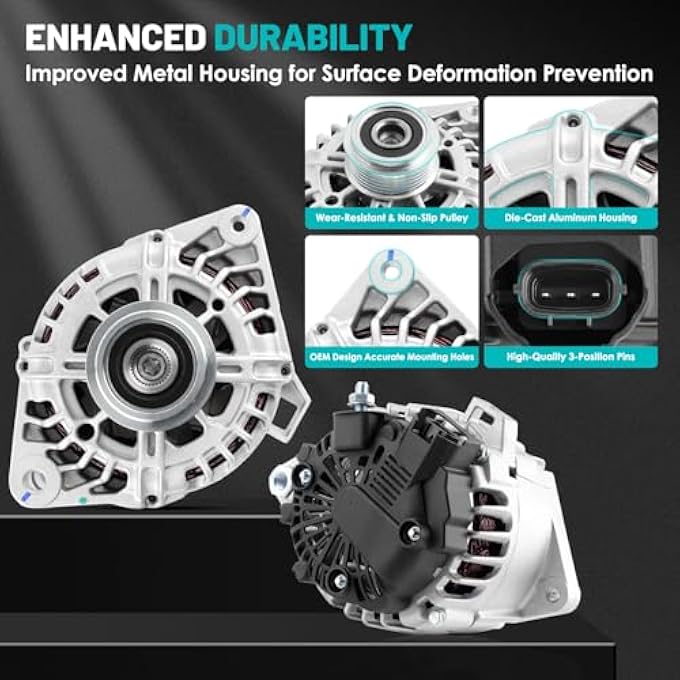 Farrme 11609 Car Alternators 110 Amp, 6-Groove Pulley Fit for Kia Soul 2012-2016, Forte Koup 2014-2016, Forte5 2015-2016, Rio 14-17, for Hyundai Veloster 13-17 1.6L Automotive Replacement Alternators - Image 5