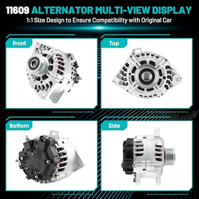 Farrme 11609 Car Alternators 110 Amp, 6-Groove Pulley Fit for Kia Soul 2012-2016, Forte Koup 2014-2016, Forte5 2015-2016, Rio 14-17, for Hyundai Veloster 13-17 1.6L Automotive Replacement Alternators - Image 4