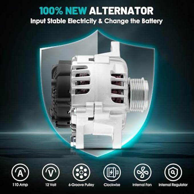 Farrme 11609 Car Alternators 110 Amp, 6-Groove Pulley Fit for Kia Soul 2012-2016, Forte Koup 2014-2016, Forte5 2015-2016, Rio 14-17, for Hyundai Veloster 13-17 1.6L Automotive Replacement Alternators - Image 3