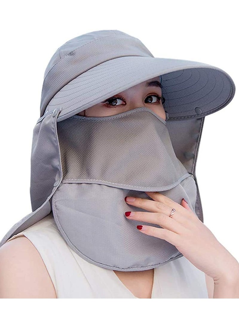 SYOSI Wide Brim Sun Hat, Fishing Hat Cap for Men & Women, Outdoor UV Sun Protection Hat, Women Sun Face Mask Visor Hat, Waterproof Breathable Hiking Hat, UPF 50 Protection Bucke (Grey)  - Image 1
