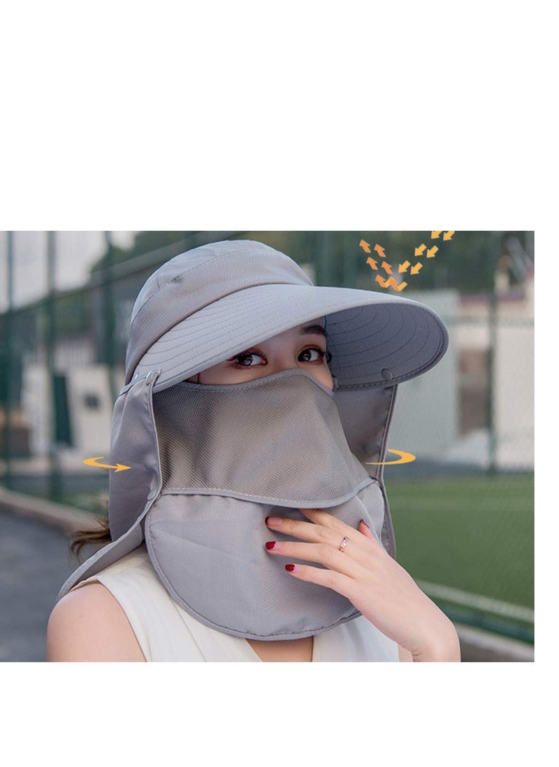 SYOSI Wide Brim Sun Hat, Fishing Hat Cap for Men & Women, Outdoor UV Sun Protection Hat, Women Sun Face Mask Visor Hat, Waterproof Breathable Hiking Hat, UPF 50 Protection Bucke (Grey)  - Image 2