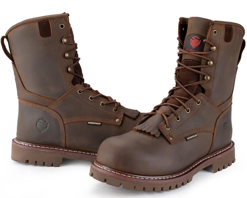 SUREWAY Men's 8" Waterproof Steel-Toe Logger Work Boot,Superior Oil/Slip Resistant,Thicker Full Grain Leather,Wedge Rubber Sole,EH Rated - Image 2