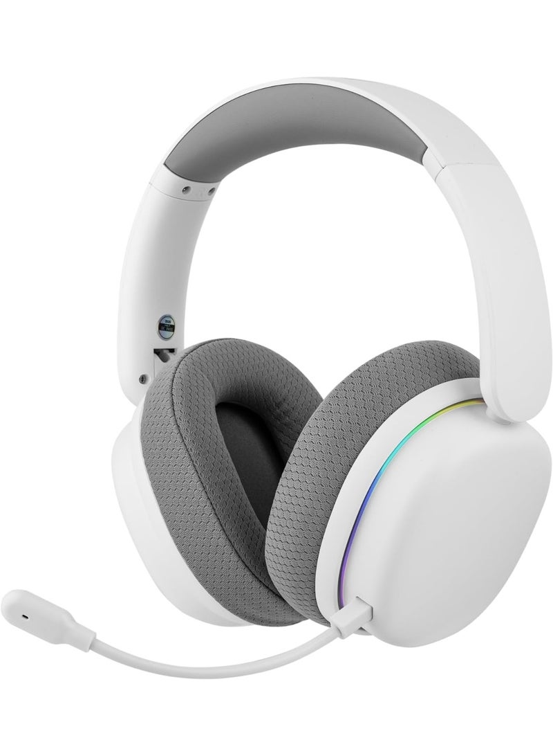Aula G7 Pro - Auriculares inalámbricos para juegos, modo dual BT5.3 y 2.4GHz, sonido envolvente 7.1, batería de más de 80 horas, luz RGB, con micrófono con cancelación de ruido para PS5 | 7.1 Surround Sound, 80+ Hour Battery, RGB Light, with Noise Canceling Mic for PS5, PS4, Switch, PC (White) - Image 1