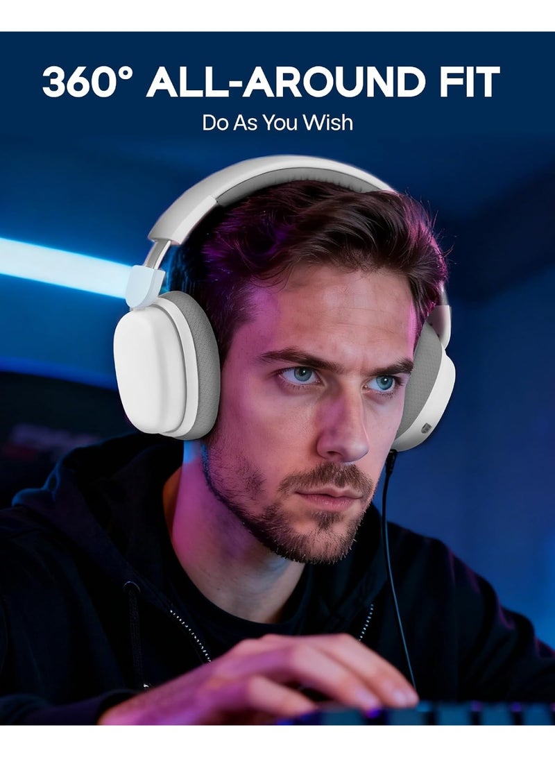 Aula G7 Pro - Auriculares inalámbricos para juegos, modo dual BT5.3 y 2.4GHz, sonido envolvente 7.1, batería de más de 80 horas, luz RGB, con micrófono con cancelación de ruido para PS5 | 7.1 Surround Sound, 80+ Hour Battery, RGB Light, with Noise Canceling Mic for PS5, PS4, Switch, PC (White) - Image 5