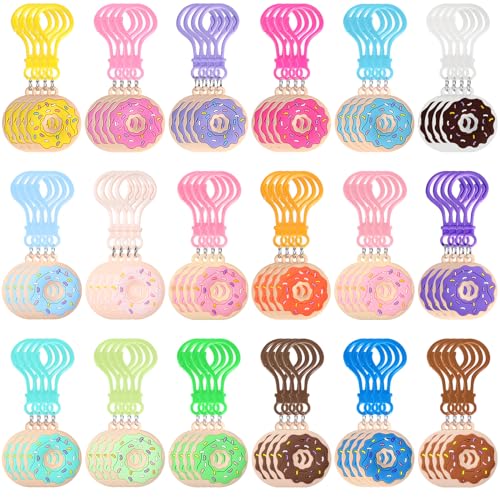 Jadive 72 Pcs Sweet Donut Party Favors Keychain Doughnut Theme Birthday Party Decorations Pendant Ornament for Christmas Boy Girl Gift Souvenirs Reward Treat Goodie Bag Fillers 18 Colors - Image 1