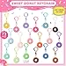 Jadive 72 Pcs Sweet Donut Party Favors Keychain Doughnut Theme Birthday Party Decorations Pendant Ornament for Christmas Boy Girl Gift Souvenirs Reward Treat Goodie Bag Fillers 18 Colors - Image 2
