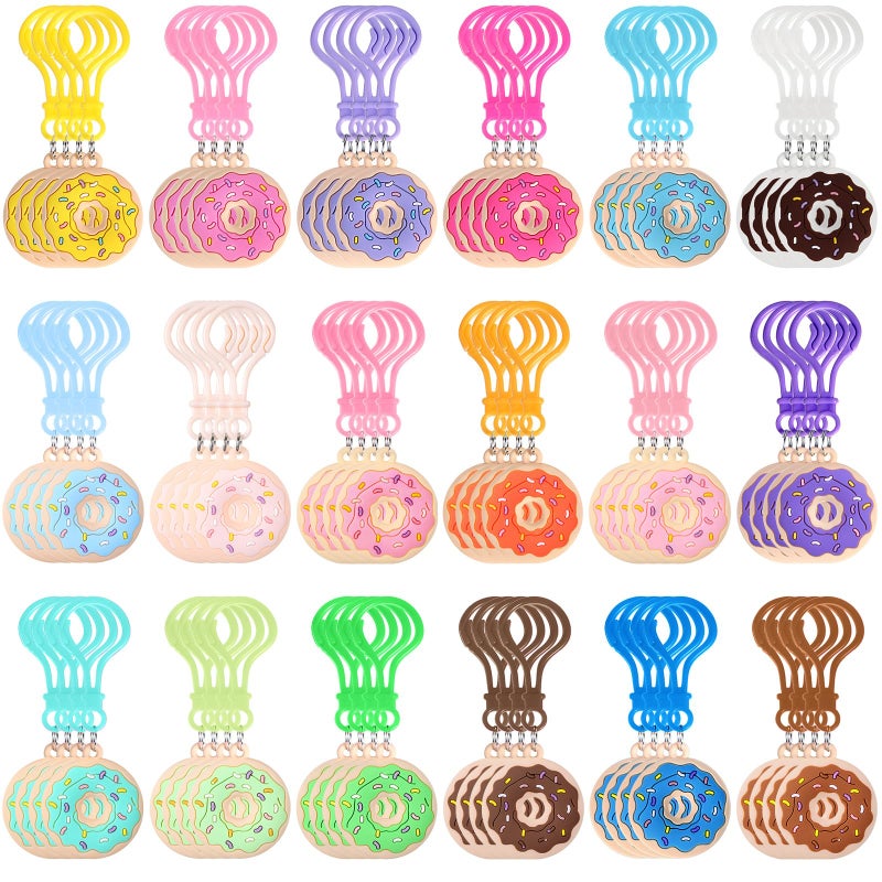 Jadive 72 Pcs Sweet Donut Party Favors Keychain Doughnut Theme Birthday Party Decorations Pendant Ornament for Christmas Boy Girl Gift Souvenirs Reward Treat Goodie Bag Fillers 18 Colors - Image 3
