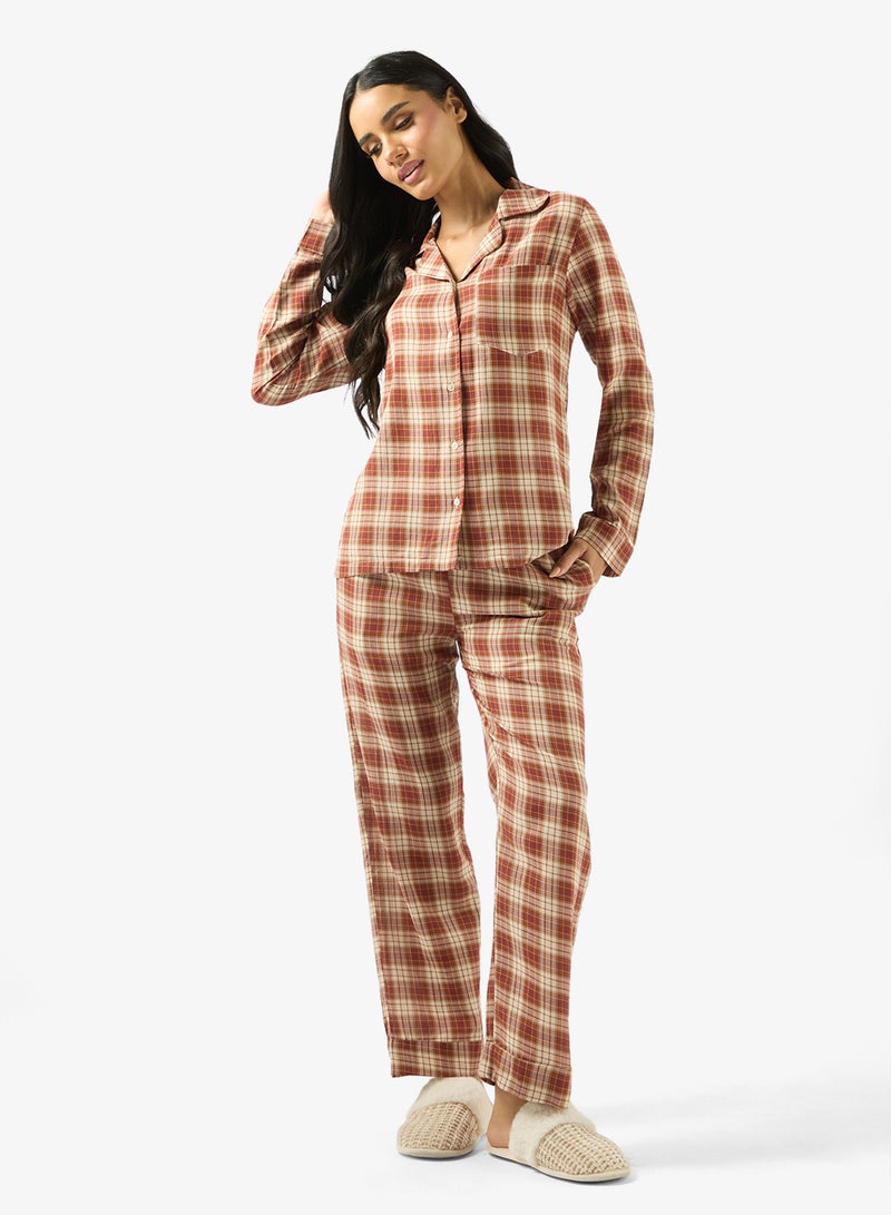 Ginger Cotton Plaid Relaxed Fit Shirt & Pyjama Set - Image 5