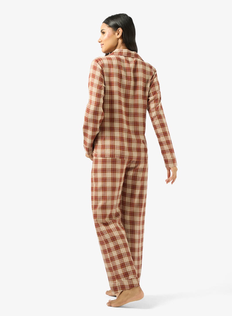 Ginger Cotton Plaid Relaxed Fit Shirt & Pyjama Set - Image 2