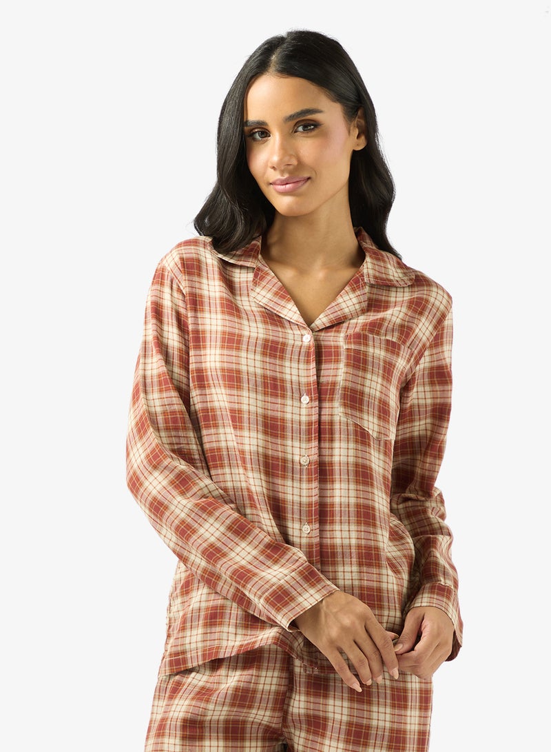 Ginger Cotton Plaid Relaxed Fit Shirt & Pyjama Set - Image 3