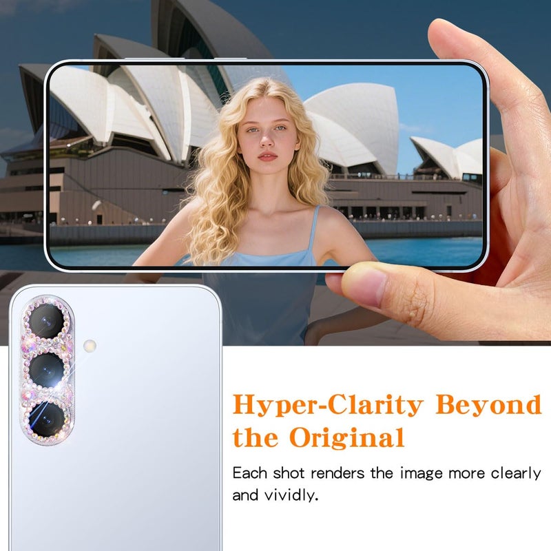 Cavdycidy Bling Diamond Camera Lens Protector Compatible with Samsung Galaxy S25 Ultra, Metal Glitter Gem Camera Coverï¼Œ9H Tempered Glass lens full Screen Sparkle Rhinestone Protector - Image 3