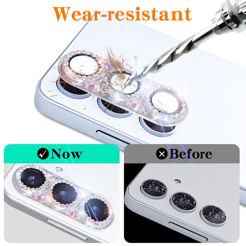 Cavdycidy Bling Diamond Camera Lens Protector Compatible with Samsung Galaxy S25 Ultra, Metal Glitter Gem Camera Coverï¼Œ9H Tempered Glass lens full Screen Sparkle Rhinestone Protector - Image 5