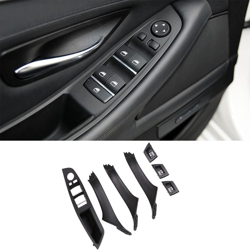 CHUANGHUI Car Door Handle Cover for BMW 5 Series F10 2011-2016 Interior Door Handles Replace Trim Cover 520i 528i 530i 535d 535i 550i (Black) - Image 1
