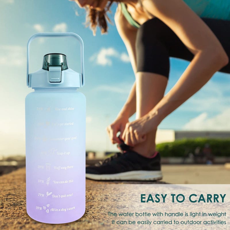Muross 2L Water Bottle Motivational Water Bottle with Time & Capacity Marker BPA-Free Sports Water Bottle Daily Measured Tracking Time Marks Water Cup Ensure Drink Enough Water for Fitness Gym(Green cover)  - Image 3